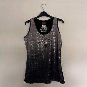 Harley-Davidson Women's Black Sequin Tank Top Kauai Hawaii Size Large